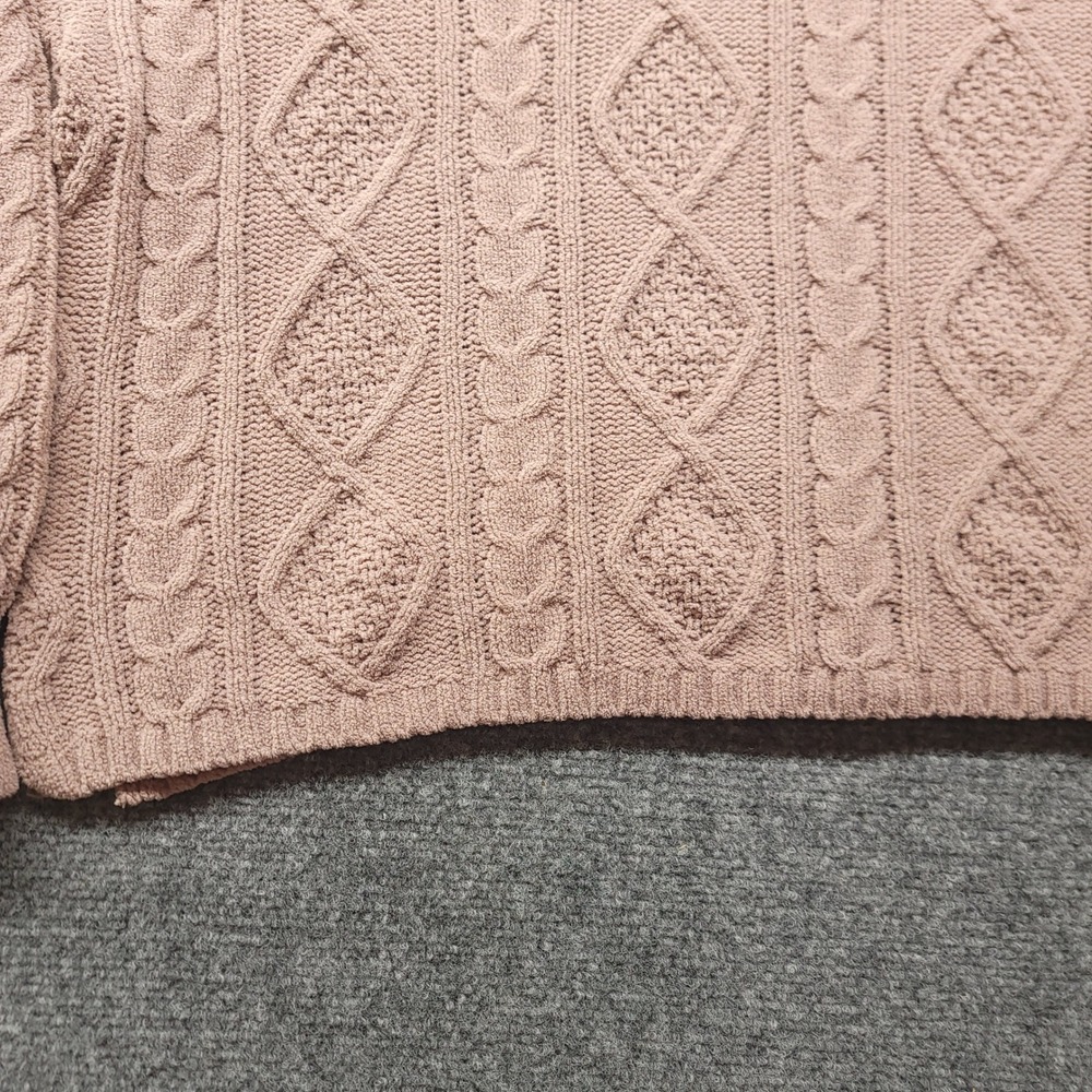 Adyson Parker Mauve Pink Cable Knit Hoodie Sweater XL Cropped Boho Relaxed - Picture 12 of 16
